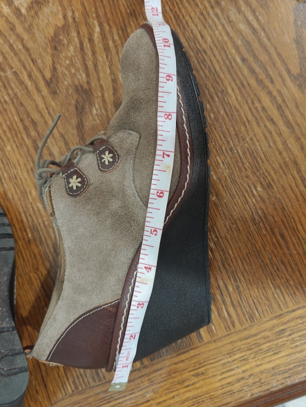 Sofft Camila Havana Wedge Bootie Size 9 Wide Lace Up Ankle Mini Boots Oxford - Picture 11 of 12